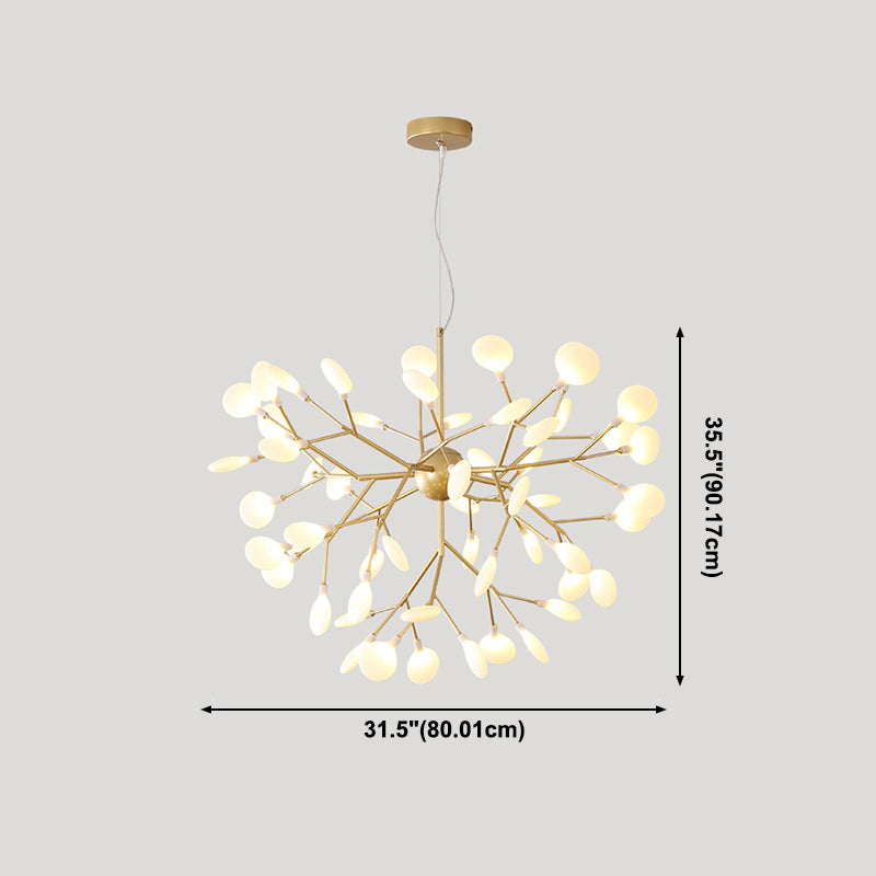 Modern Glowworm Chandelier Light Fixtures Multi-Head Gold Suspension Pendant Lamps