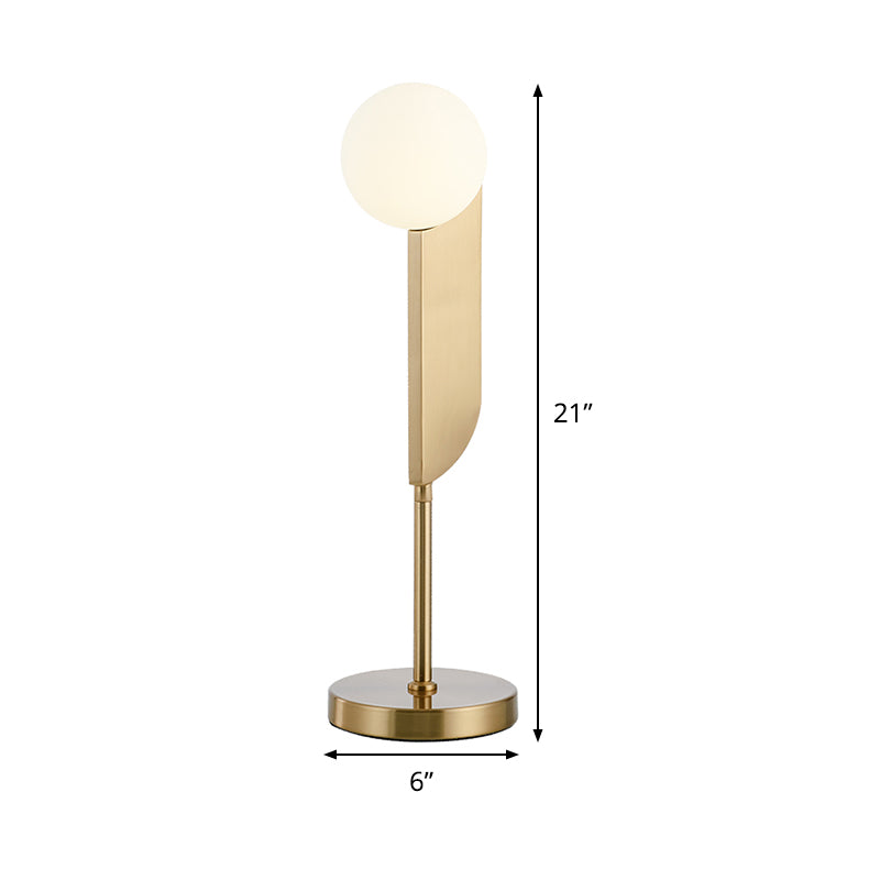 Cream Glass Ball Night Light Luxurious 1 Head Gold Metal Nightstand Lamp for Bedroom