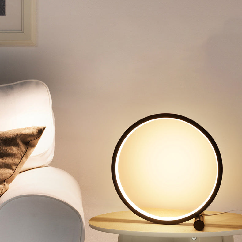 Circle Night Table Lamp Modern Style Metal 1 Light Nightstand Lamp