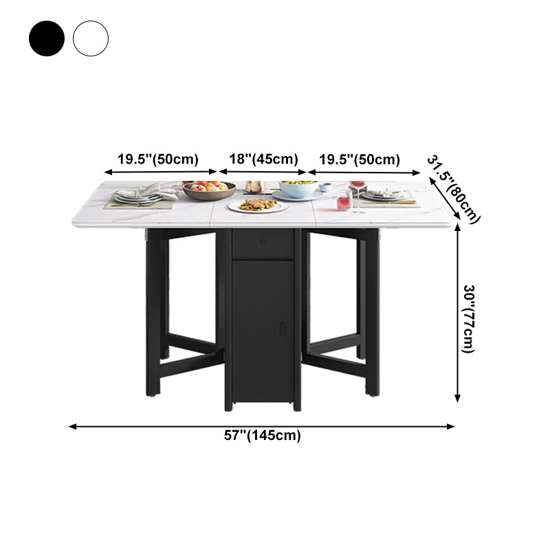 Rectangle Mid-Century Modern Dining Table Drop-Leaf Table with 4 Solid Wood Legs