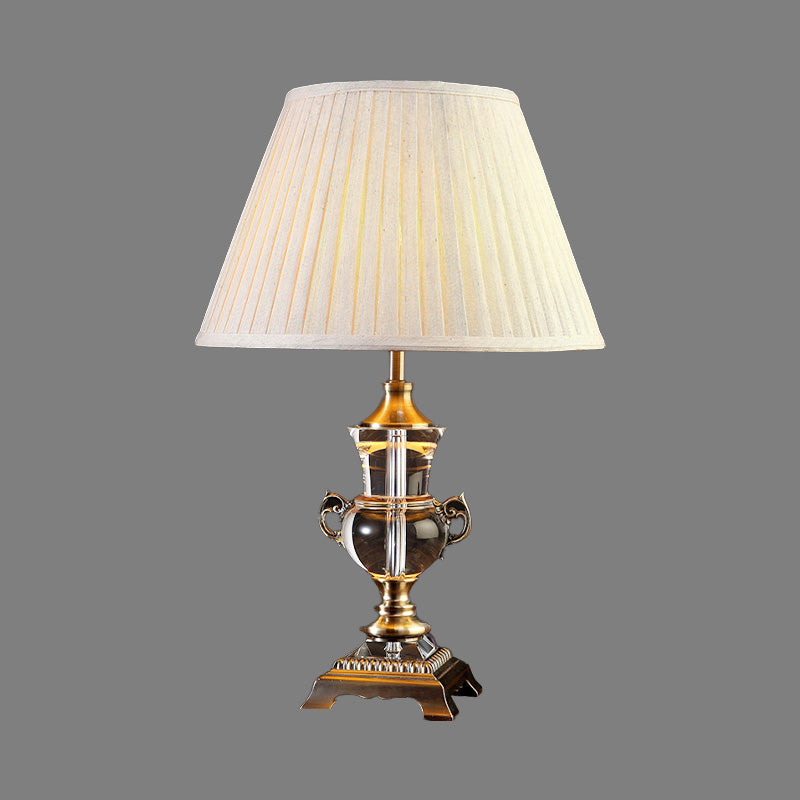 Contemporary 1 Bulb Task Lighting Beige Wide Flare Reading Lamp with Fabric Shade