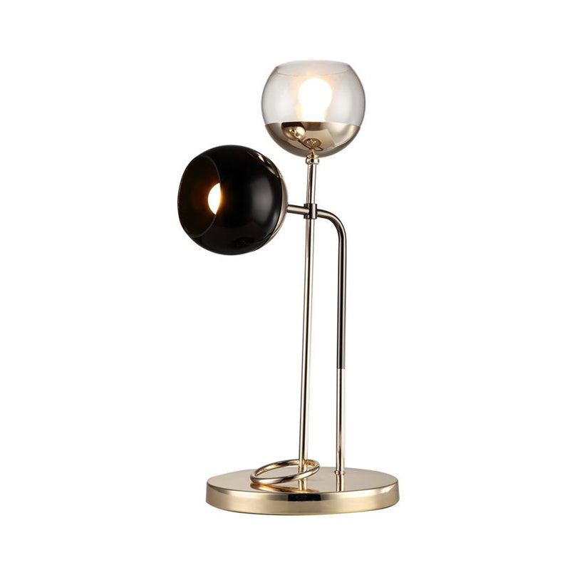 Metal Spherical Night Table Lighting Minimalism 2 Lights Gold Nightstand Light for Living Room