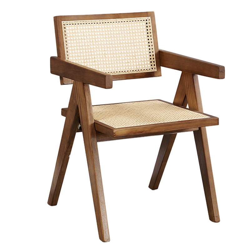 Modern Solid Ash Wood Chair Open Back Arm Single Dining Room Chair