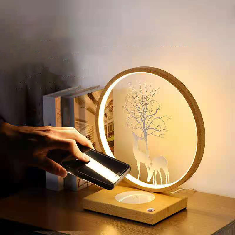 Circular LED Desk Lamp Contemporary Metal Single Light Table Lamp