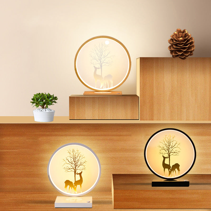 Circular LED Desk Lamp Contemporary Metal Single Light Table Lamp