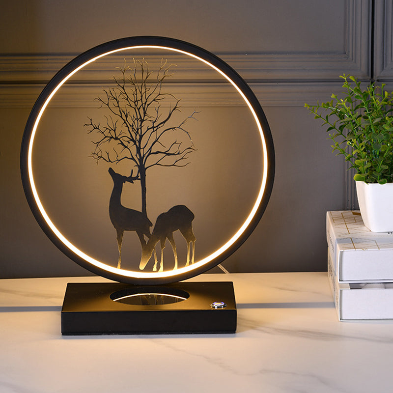 Circular LED Desk Lamp Contemporary Metal Single Light Table Lamp