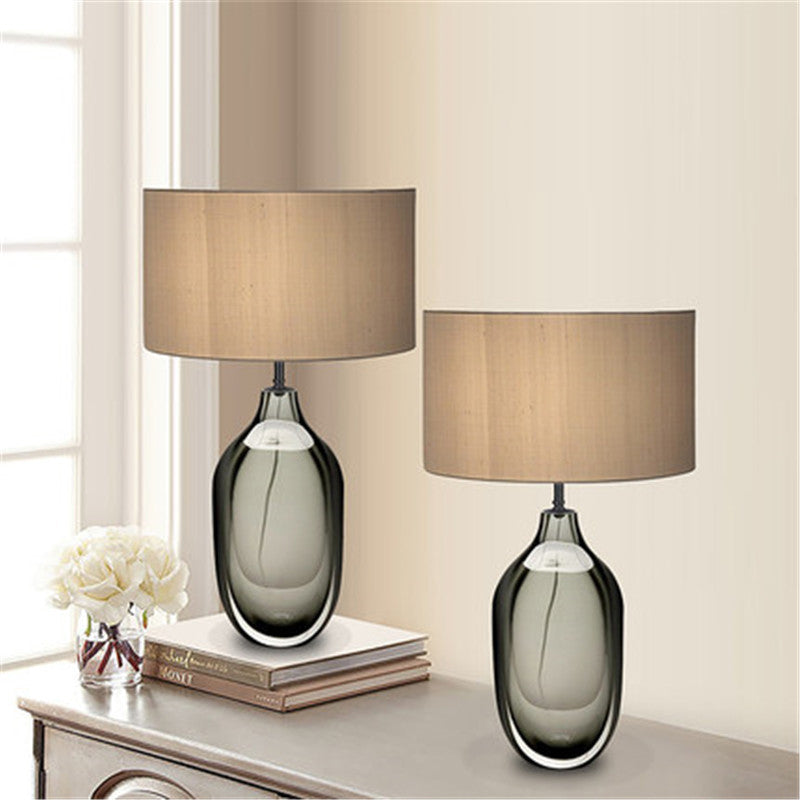 Straight Sided Shade Crystal Task Lamp Modernist Fabric 1 Bulb Reading Light in Khaki