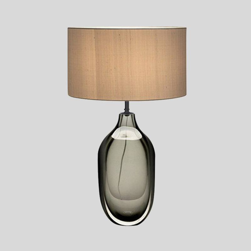 Straight Sided Shade Crystal Task Lamp Modernist Fabric 1 Bulb Reading Light in Khaki