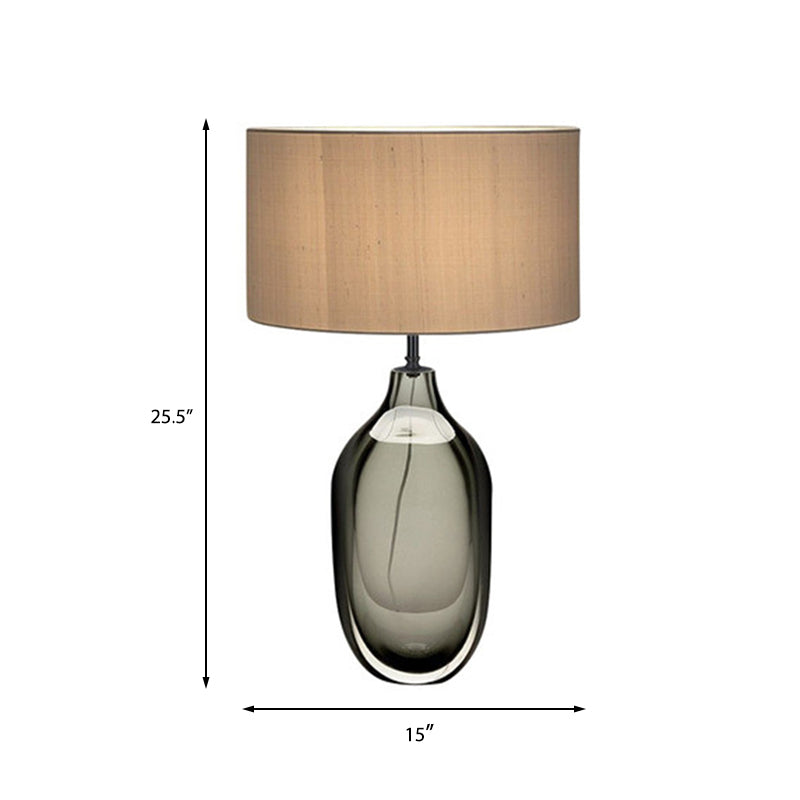 Straight Sided Shade Crystal Task Lamp Modernist Fabric 1 Bulb Reading Light in Khaki