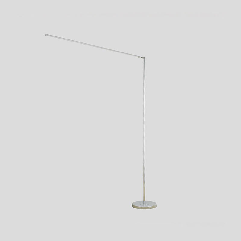 1 Light Linear Floor Lamp Contemporary Metal Standard Lamps for Living Room in Silver