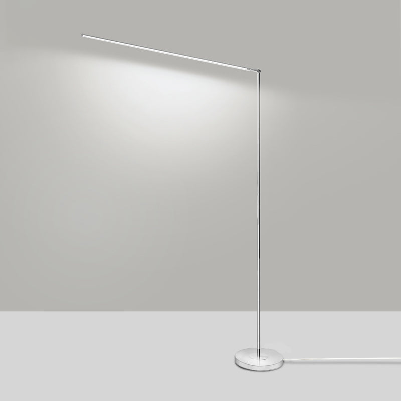 1 lichte lineaire vloerlamp eigentijdse metalen standaardlampen voor woonkamer in zilver