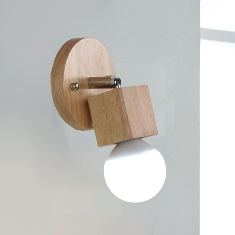 Contemporary Geometric Wall Mounted Vanity Lights Wood Multi Lights Mirror Lamp