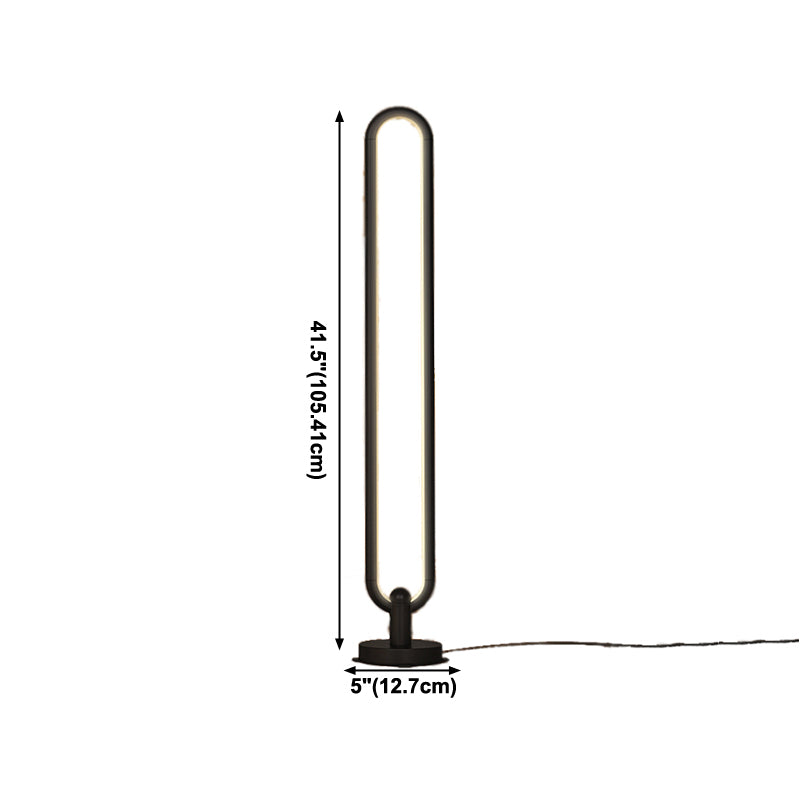 1 leichte ovale Stehlampe zeitgenössische Metalllampen in Schwarz