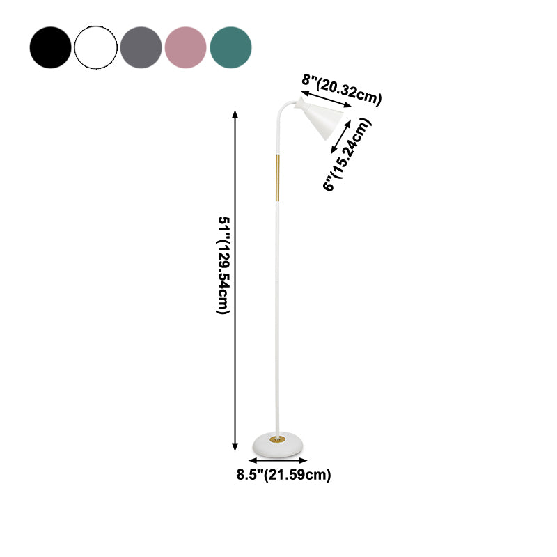 1 Light Cone-Shaped Floor Lamp Contemporary Metal Standard Lamps for Living Room