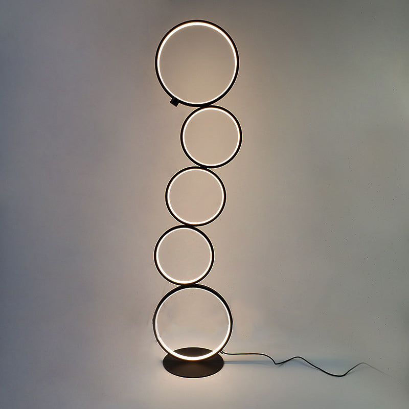 5 Light Circles Floor Lamp Contemporary Metal Standard Lamps for Living Room