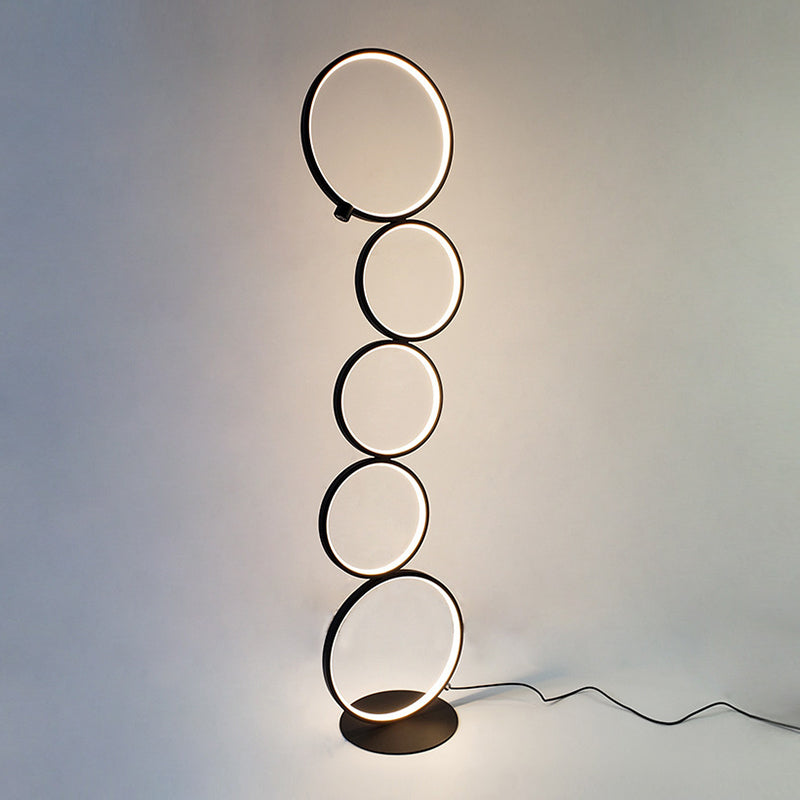 5 Light Circles Floor Lamp Contemporary Metal Standard Lamps for Living Room