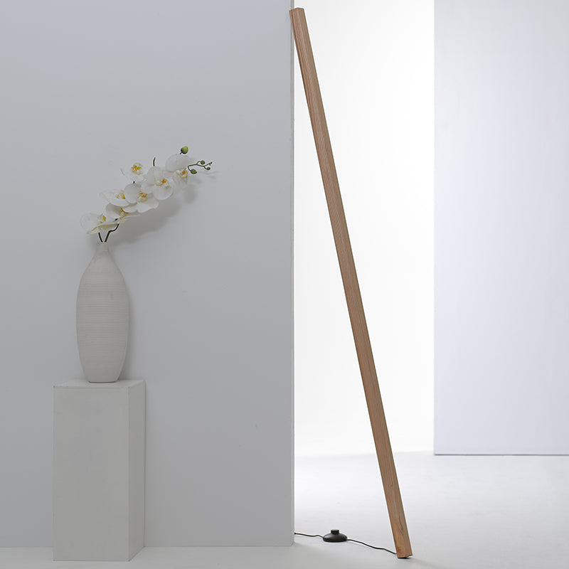 1 Light Linear Floor Lamp Contemporary Wood Standard Lamps for Bedroom