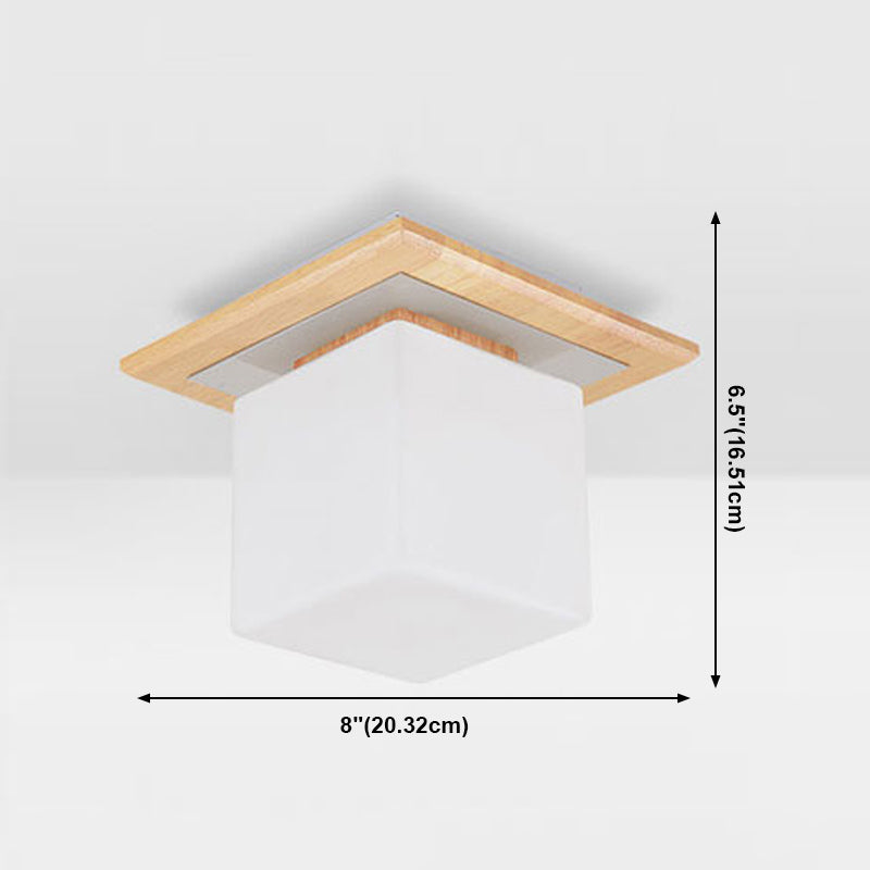 Luminaires de plafond en bois de simplicité, abat-jour en verre, luminaire de plafond encastré