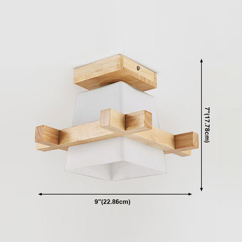 Luminaires de plafond en bois de simplicité, abat-jour en verre, luminaire de plafond encastré