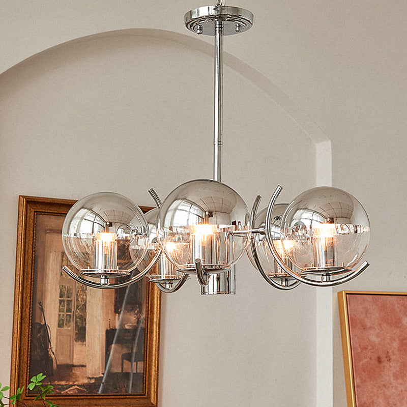 Modern Globe lampadario Multi Light Appeding Light con vetro trasparente per camera da letto