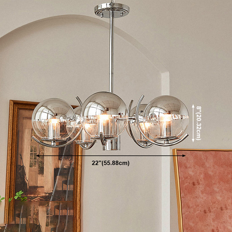 Modern Globe lampadario Multi Light Appeding Light con vetro trasparente per camera da letto