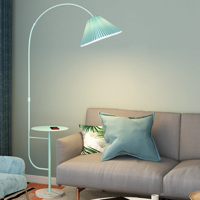 Modern Metal Floor Reading Lamp Conic 1-Light Floor Light with Desktop for Bedroom