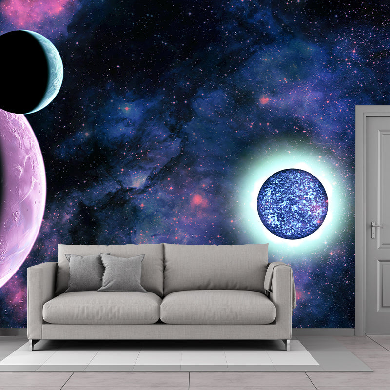 Mildew Resistant Universe Mural Wallpaper Novelty Style for Sitting Room