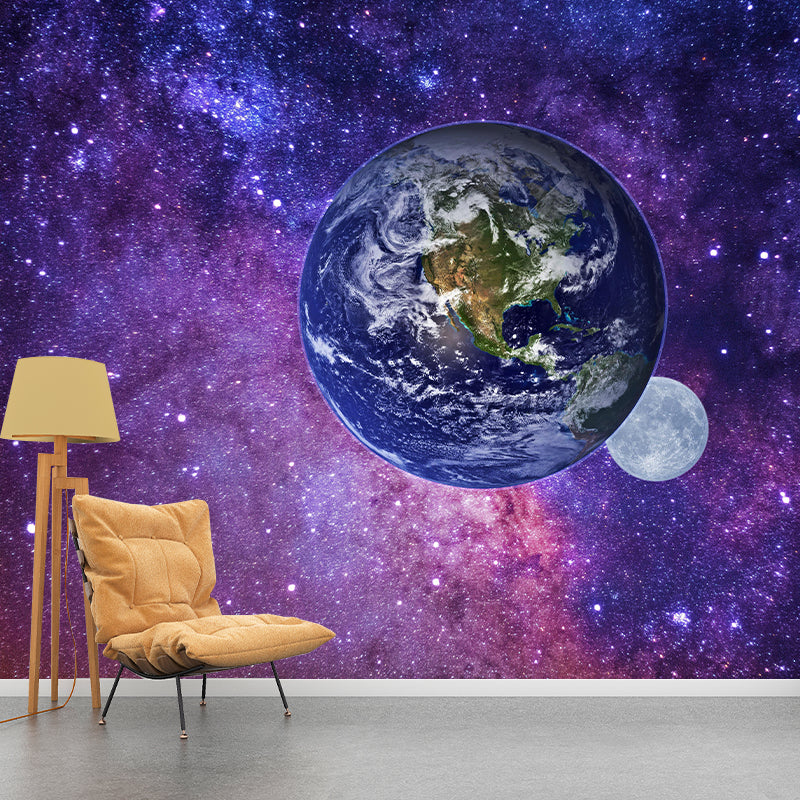 Universe Wall Mural Wallpaper Novelty Style Mildew Resistant for Accent Wall