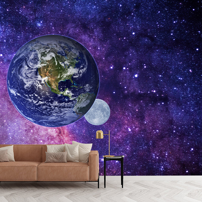 Universe Wall Mural Wallpaper Novelty Style Mildew Resistant for Accent Wall