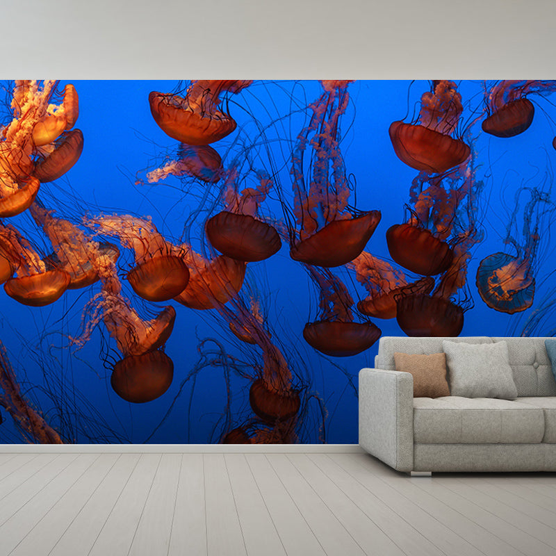 Sea Fish Mural Wallpaper Tropical Beach Style Mural for Bathroom