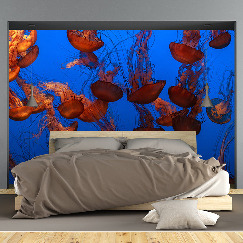 Sea Fish Mural Wallpaper Tropical Beach Style Mural for Bathroom