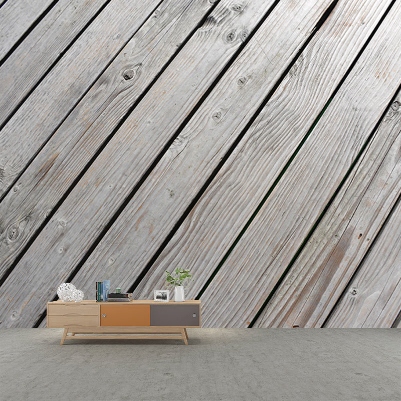 Environment Friendly Mural Wallpaper Industrial Style Wood Texture Mural for Room