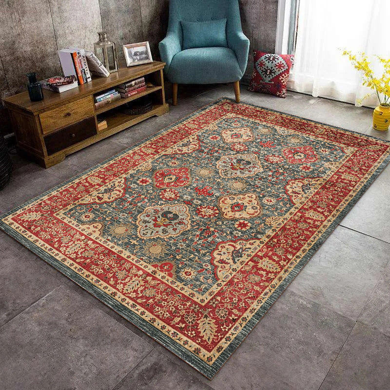 Tapis graphique traditionnel beige tapis sans glissement de support pour le salon