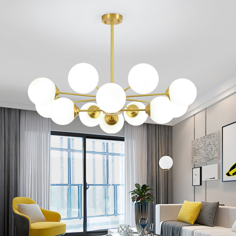 Modern Chandelier Light Fixtures Multi-Head Suspension Pendant Lamps with Glass Shade