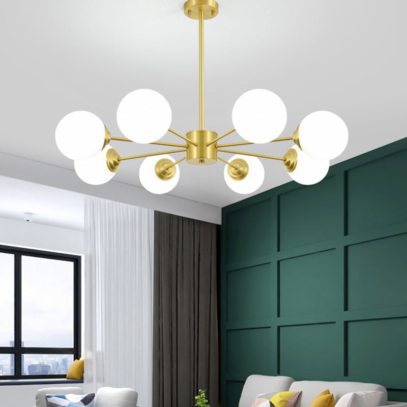 Modern Chandelier Light Fixtures Multi-Head Suspension Pendant Lamps with Glass Shade