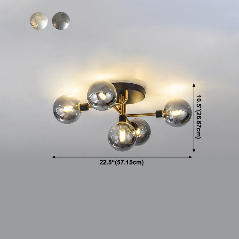 Round Glass Ceiling Mount Lighting Minimalist-Style Semi Flush Ceiling Light Fixture