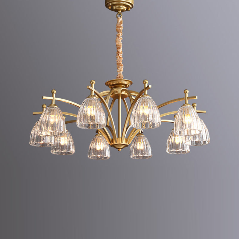 American Style Chandelier Verre Multi Light Hanging Light en or pour la chambre