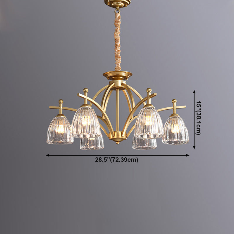 American Style Chandelier Verre Multi Light Hanging Light en or pour la chambre