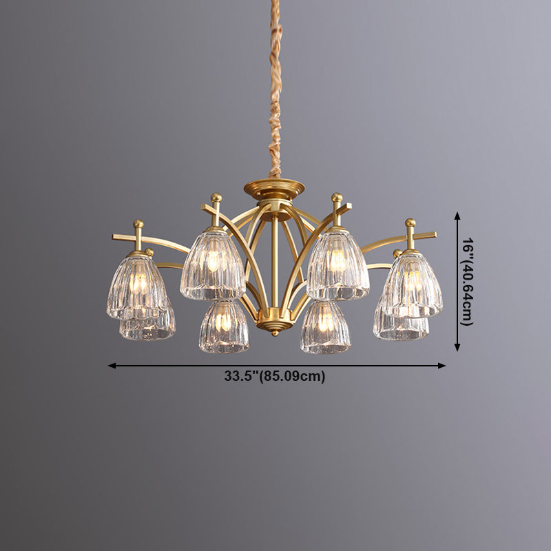 American Style Chandelier Verre Multi Light Hanging Light en or pour la chambre