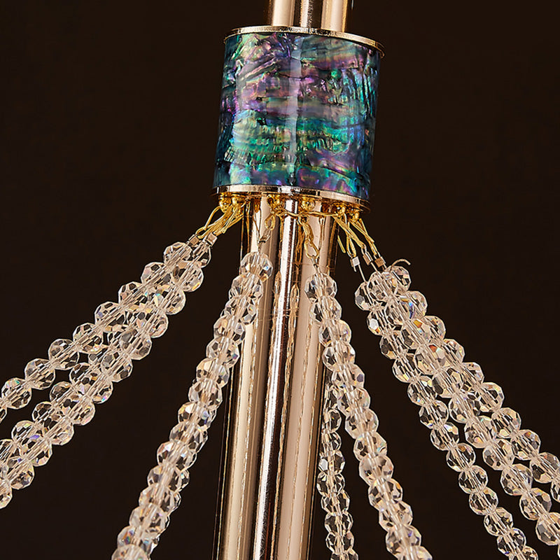 Postmoderne LED Chandelier de forme ovale Lampe de suspension avec des perles de cristal