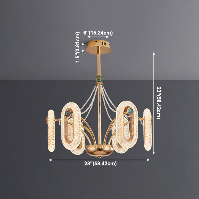 Postmoderne LED Chandelier de forme ovale Lampe de suspension avec des perles de cristal