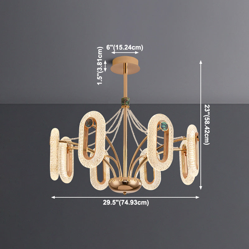 Postmoderne LED Chandelier de forme ovale Lampe de suspension avec des perles de cristal