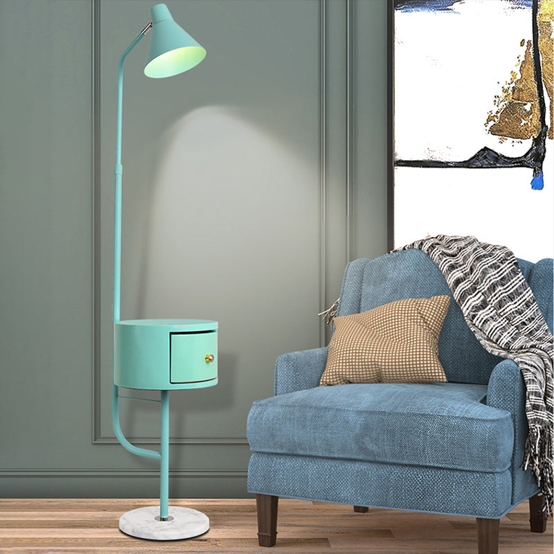 Macaroon Metal Floor Reading Lampe 1-Light Floor Light avec armoire pour le salon