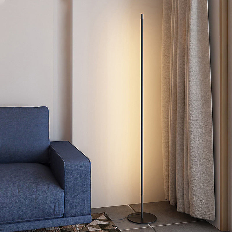 Simple Linear Floor Lamp Metallic Bedroom LED Standing Lamp Fixture