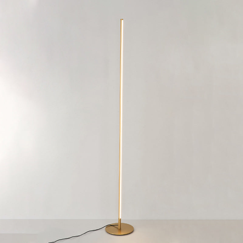 Simple Linear Floor Lamp Metallic Bedroom LED Standing Lamp Fixture