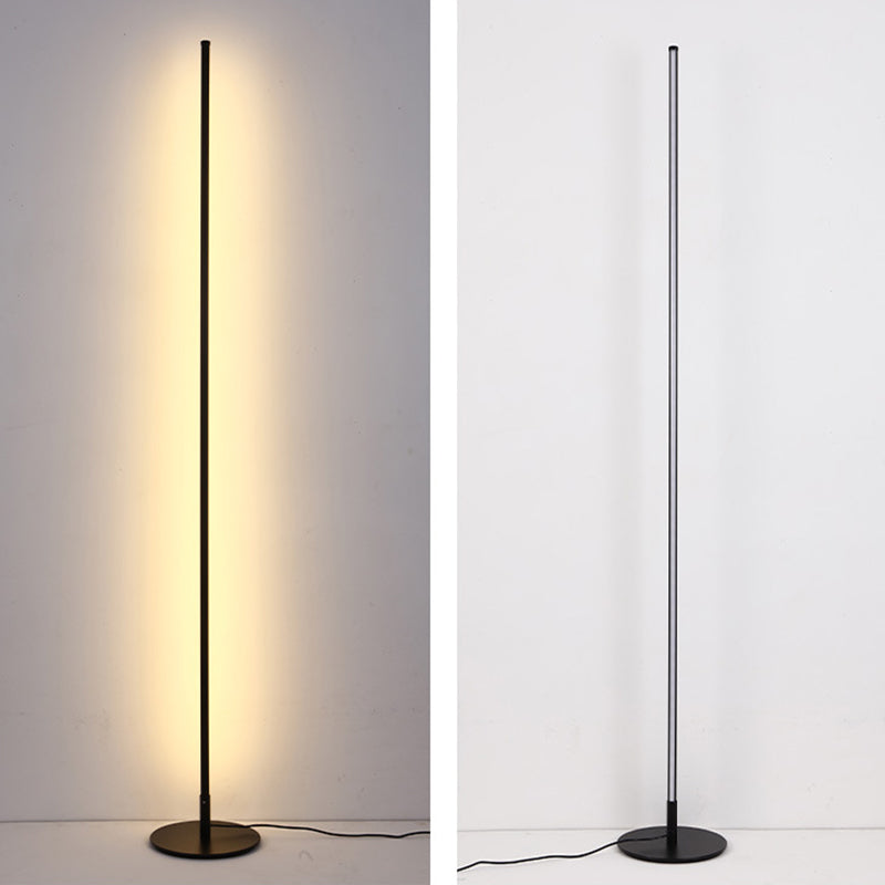 Simple Linear Floor Lamp Metallic Bedroom LED Standing Lamp Fixture