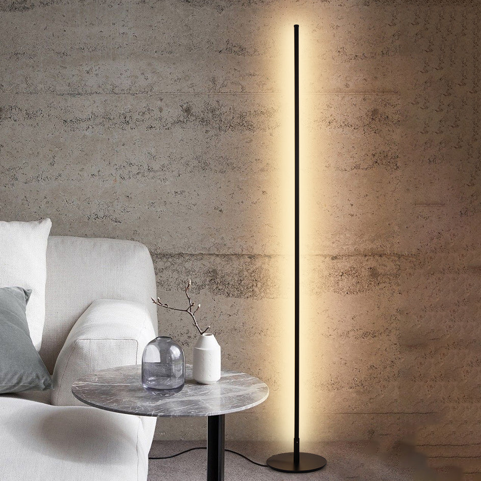 Simple Linear Floor Lamp Metallic Bedroom LED Standing Lamp Fixture