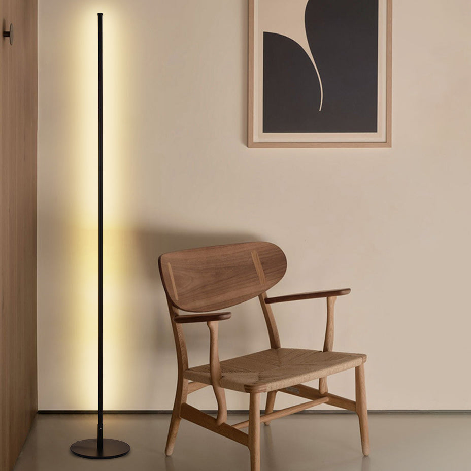 Simple Linear Floor Lamp Metallic Bedroom LED Standing Lamp Fixture