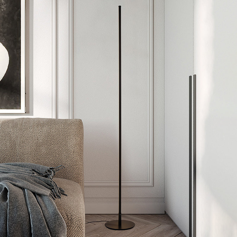 Simple Linear Floor Lamp Metallic Bedroom LED Standing Lamp Fixture