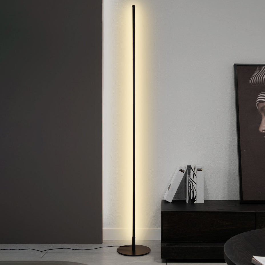 Simple Linear Floor Lamp Metallic Bedroom LED Standing Lamp Fixture